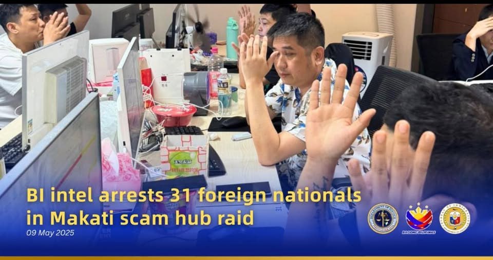 移民局情报显示，在马卡蒂诈骗中心突袭行动中逮捕31名外国人-免费彩金-白嫖网-白菜论坛
